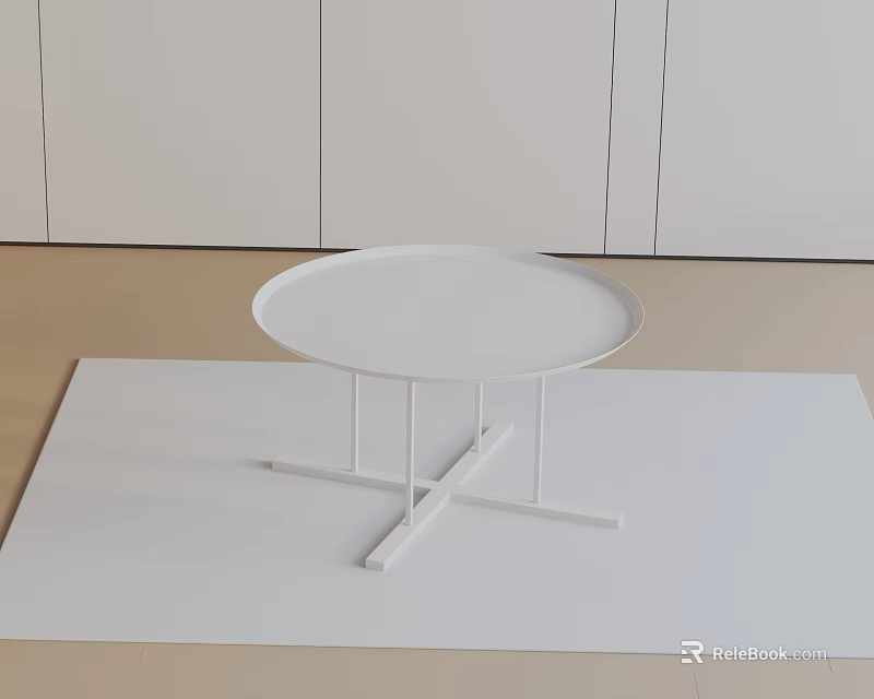 Modern Minimalist Sofa Coffee Table Set With White Round Table And Metal Frame 3d model