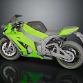Neon Green Sportbike With Gray Accents Sleek Design Alloy Wheels On Reflective Surface