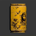 Detailed Golden Rusted Bierhalle Barrel With Skull Organ And Hair Texture