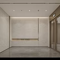 Modern Elevator Lobby With Marble Walls Polished Stone Flooring And Recessed Ceiling Lights