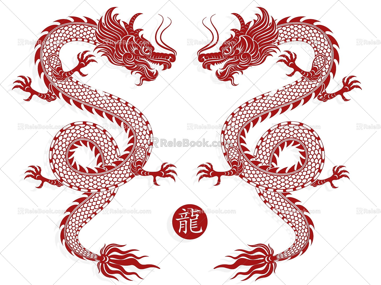 Chinese Dragon Wall Decoration Chinese Dragon Phoenix Dragon Phoenix Twelve Zodiac Kirin Wall Decoration Element Icon 3d model