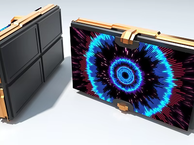 Advanced Industrial Equipment With Black Casing Golden Trim And Vibrant Radial Display Screen 3d model
