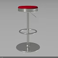 Modern Bar Stool with Red Padded Seat and Silver Metal Frame
