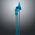 Blue Modern Cutlery Set with Fork Spoon Knife and Sleek Contemporary Design Elements