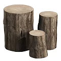 Rustic Wooden Tree Stump Side Tables With Natural Log Texture And Wood Grain Design