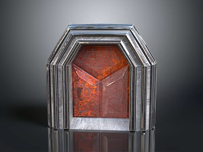 Contemporary Metal Framed Door With Red Textured Panel And Modern Architectural Design 3d model
