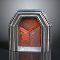 Contemporary Metal Framed Door With Red Textured Panel And Modern Architectural Design