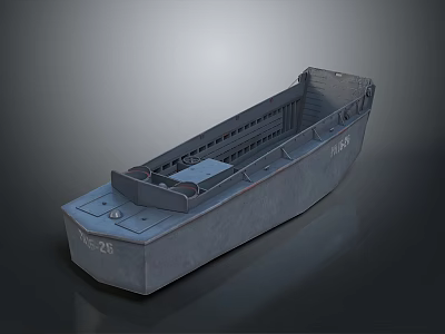 Gray Landing Craft Utility Water Vessel Featuring LCU 21 Identification Markings 3d model