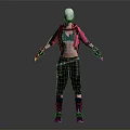 Woman In Pink Jacket And Black Pants With White Helmet And Glowing Shoes