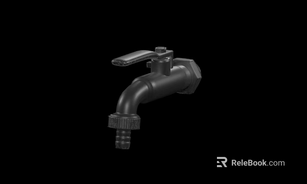 Durable Outdoor Garden Faucet Black Metal Design With Simple Handle For Water Pipe 3d model 