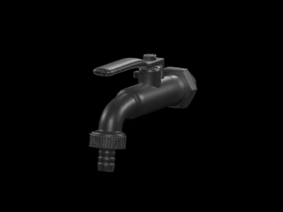 Durable Outdoor Garden Faucet Black Metal Design With Simple Handle For Water Pipe 3d model