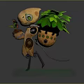 Orange Robot Character With Green Eyes And Leaves Holding Sunflower Pot On Transparent Base