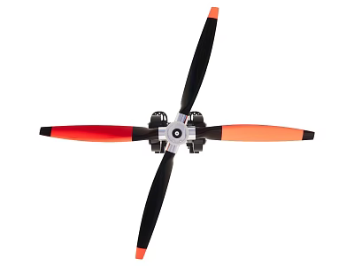 Industrial Equipment Four Blade Propeller With Black Orange Blades And Metal Hub 3d model