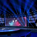 Modern Stage Design With Lighting Effects Dream Theme Large Screen And Round Platform 3d model