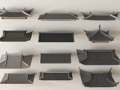 Traditional Chinese Roof Architectural Components With Various Styles And Models 3d model