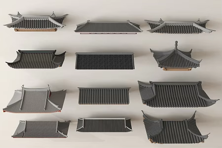 Chinese Eaves Cornice Tile Roof Ancient Cornice 3d model