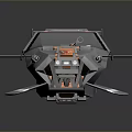 Futuristic Sci Fi Vehicle With Gray Body Orange Blue Details And Weapon Like Parts
