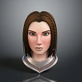 3D Character Head Design With Brown Braided Hair Green Eyes And Silver Armor