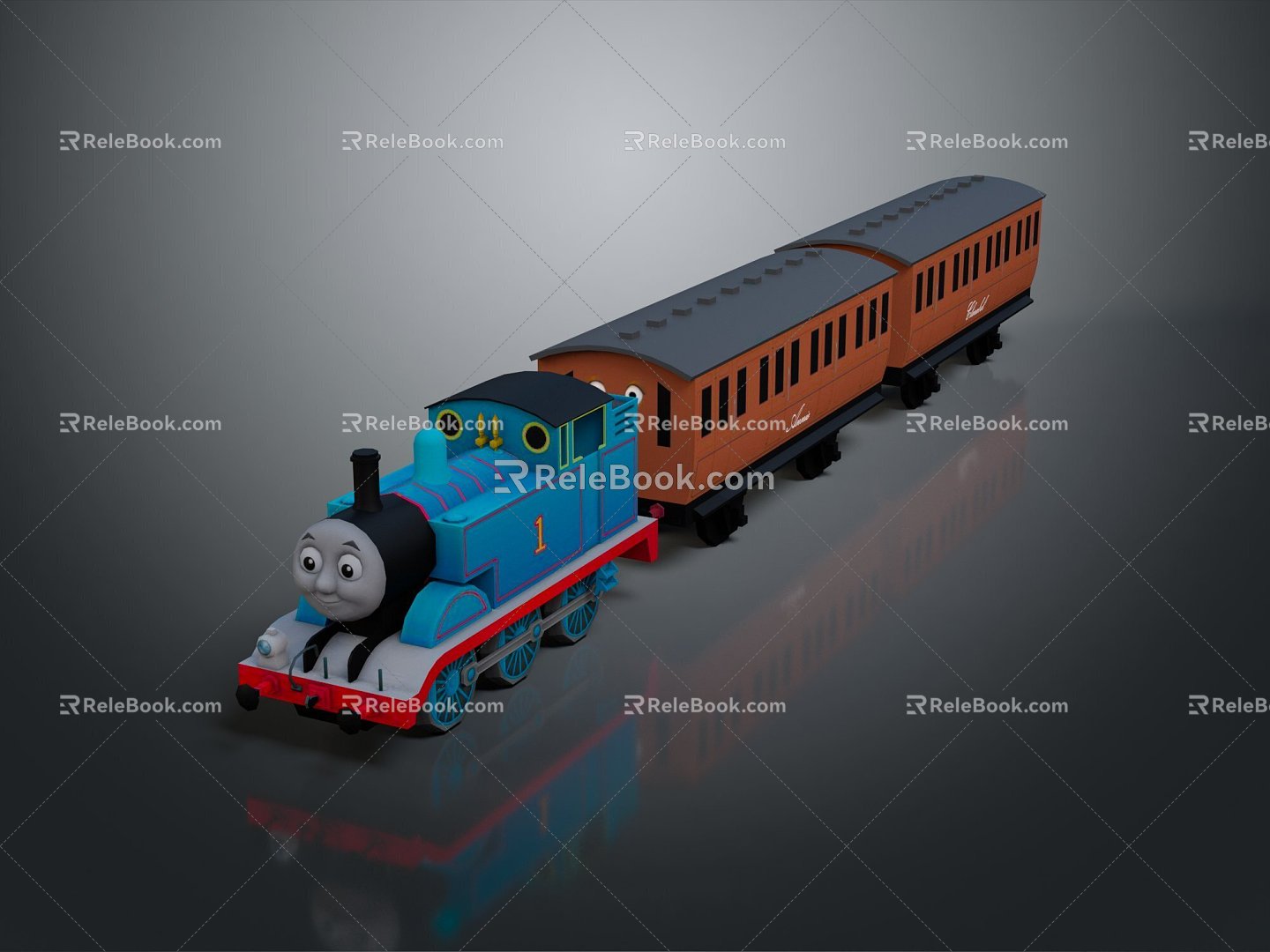 Modern vintage train steam train train carriage locomotive head 3d model