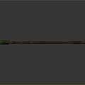 Enchanted Wizard Staff With Curved Wooden Shaft And Green Gemstone