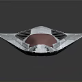 Futuristic Spacecraft With Triangle Shape Gray And Pink Exterior For Advanced Space Exploration Missions
