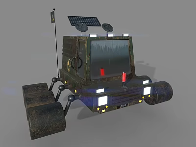 Planetary Exploration Rover Featuring Solar Panels Large Wheels And Headlights 3d model