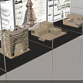 Modern Cultural Art Exhibition Hall Interior With Display Boards And Architectural Models