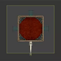 Decorative Ornament Set With Red Surface Gold Border Intricate Patterns Keyhole Key And Display Stand