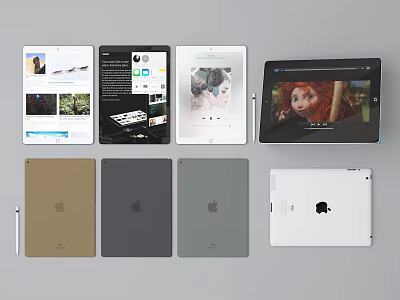 Apple iPad Models In Various Colors With Display Screens And Interfaces 3d model Apple iPad Models In Various Colors With Display Screens And Interfaces 3d model