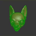 Golden Shiny Chihuahua Head Sculpture With Reflective Surface And Artistic Design