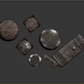 Industrial Storage Tanks And Metal Barrels With Steel Frames And Pipes