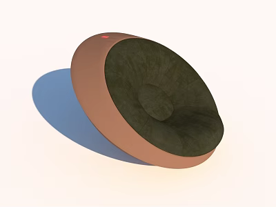 Modern Round Lounge Chair With Brown Frame And Dark Green Cushion 3d model