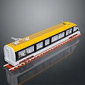 Yellow And White Modern Train With Multiple Windows On Tracks