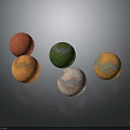 Colorful Wood Stone Material Spheres With Various Textures And Round Shapes