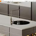 Modern Bathroom Sink With Stainless Steel Faucet Black Basin And White Countertop