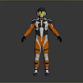 Futuristic Sci Fi Character and Alien Creature in Orange Black Armor Costume Design 3d model