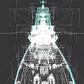 Top View Of Battleship With Main Deck Bridge And Turrets