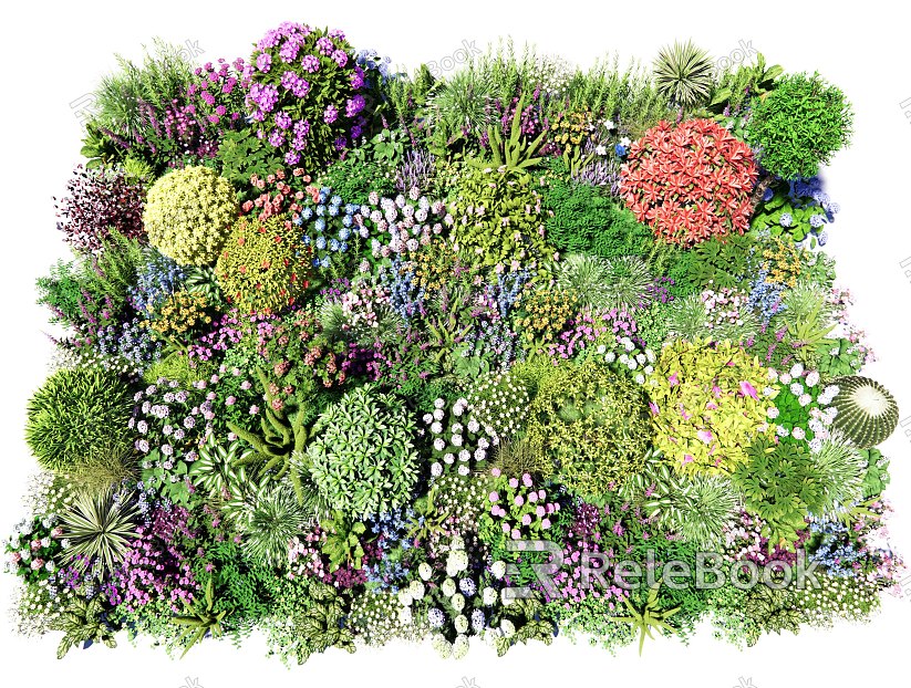 Flower border plant group flower and grass mirror plant combination flower and flower mirror flower and grass flower cover flower and bush ball model