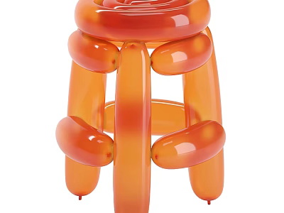 Rounded Orange Balloon Like Stool Featuring Modern Artistic Unique Design Structure 3d model