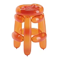 Rounded Orange Balloon Like Stool Featuring Modern Artistic Unique Design Structure