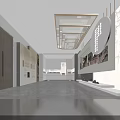 Modern Interior Design Featuring Landscape Painting Gray Flooring And Wooden Ceiling Lines