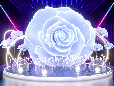 Science and Technology Future Flowers, Flowers, Lighting, Beauty and Chen Photo Card-in Activities 3d model