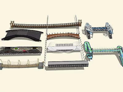 Collection Of Bridge Designs With Diverse Architectural Structures And Styles 3d model