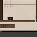 Modern Reception Desk Interior With Wooden Counter Hanging Lights And Decorative Plant