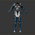 Detailed Blue And Silver Fantasy Armor With Ornate Metalwork And White Accents