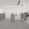 Modern Clothing Store Interior Featuring Trendy Clothes On Racks And Minimalist Design