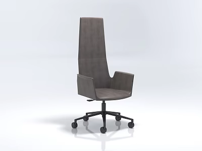 Modern High Backrest Office Chair with Swivel Wheels and Comfortable Leather Design 3d model