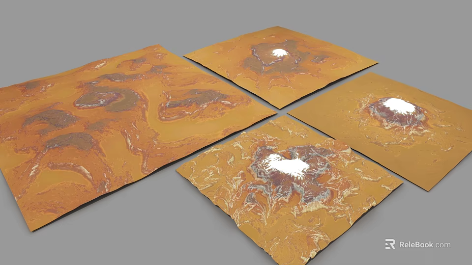 Square Orange Brown Floor Tiles With White Patterned Texture And Decorative Design 3d model