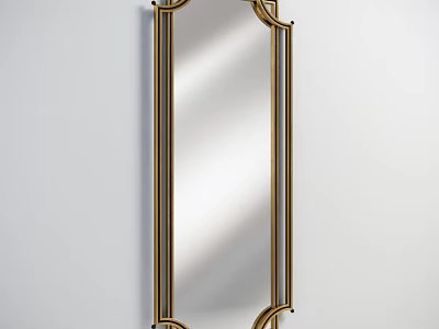 Elegant Decorative Wall Mirror Featuring Gold Frame And Classic Design Details 3d model