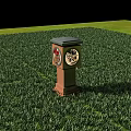 Stylish Outdoor Lamp With Black Top And White Shade Casting Radiant Shadow On Grass Field